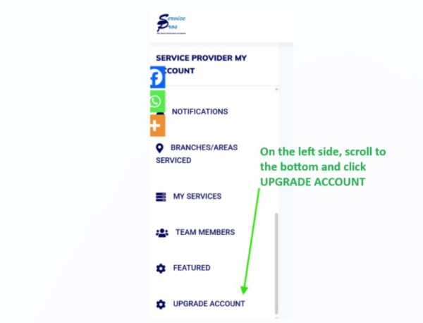 Step 1 find and click upgrade account